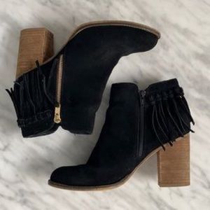 Aldo block heel fringe bootie